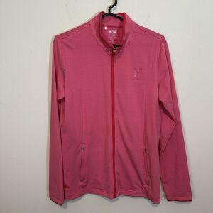 ADIDAS Pink Stripe Full Zipper Front Polyester TPC Piper Glen Golf Jacket Large‎